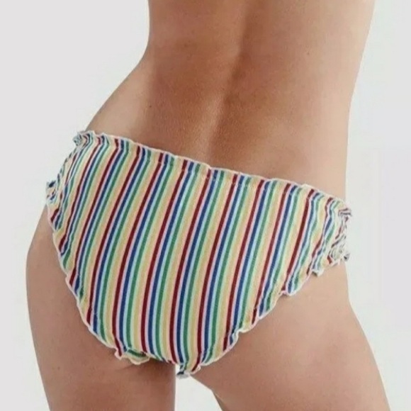 Solid & Striped Women's XS Rainbow Striped Bikini Seersucker Ruffle Audrey Top - Picture 10 of 14